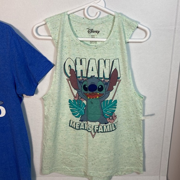 Disney Stitch Blue T Shirt and Mint Tank Top - Picture 3 of 8